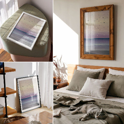 Poster gocce di cielo viola e blu navy in stile minimalista