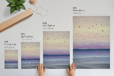 Poster gocce di cielo viola e blu navy in stile minimalista
