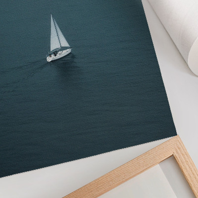 Stampa su tela Uno yacht su un mare calmo, una composizione minimalista