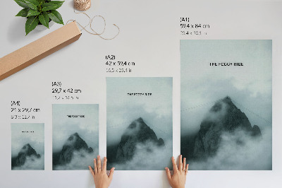 Poster Montagna monocromatica, atmosfera mistica, pace