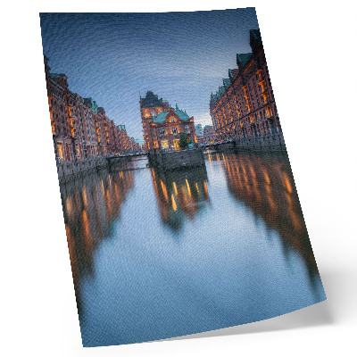 Stampa su tela Architettura simmetrica e riflessi sull'acqua