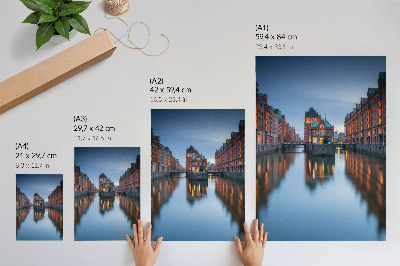 Stampa su tela Architettura simmetrica e riflessi sull'acqua