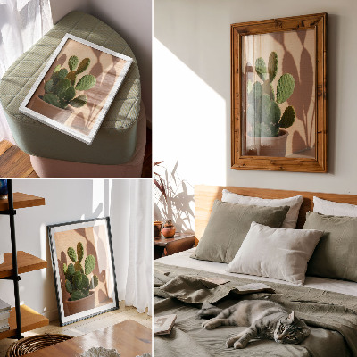 Foto su tela Cactus in vaso, ombre, colori delicati, rilassante