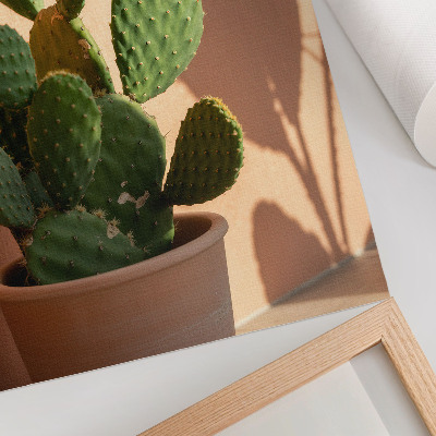 Foto su tela Cactus in vaso, ombre, colori delicati, rilassante