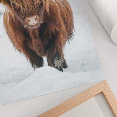 Poster Bestiame nella neve: il contrasto tra animale e natura