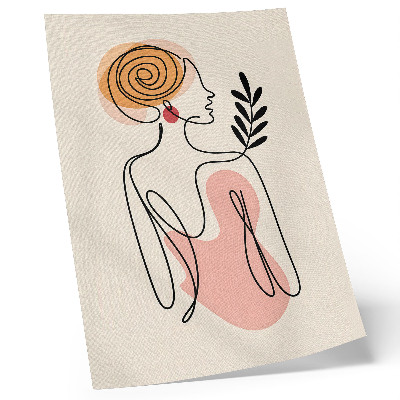 Poster Una donna delicata, ritratta con linee sottili su uno sfondo color crema.