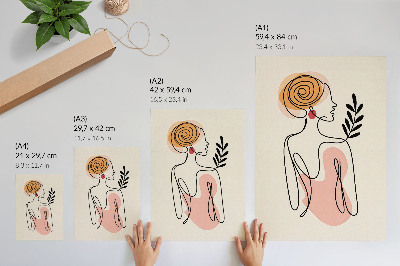 Poster Una donna delicata, ritratta con linee sottili su uno sfondo color crema.