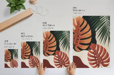 Stampa su tela con foglie tropicali dai colori vivaci in stile moderno