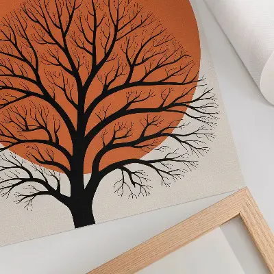 Poster albero minimalista con forte contrasto e composizione armoniosa
