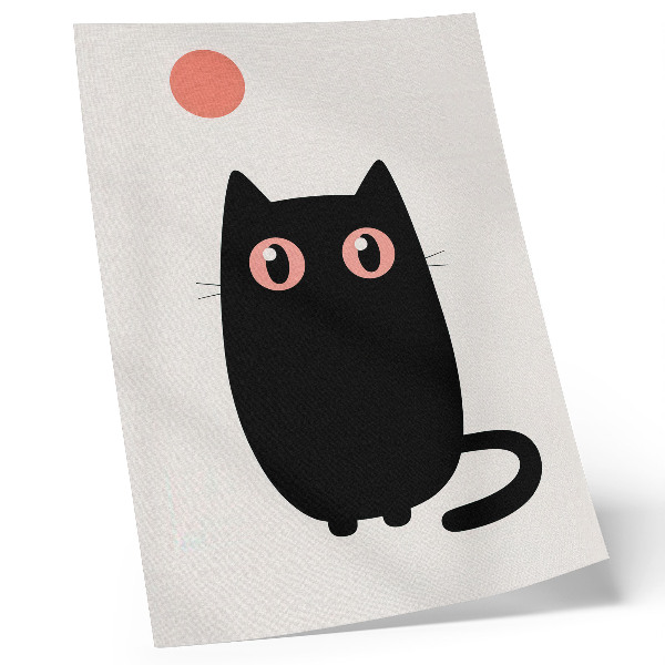 Stampa su tela Gatto nero con occhi rosa su sfondo bianco