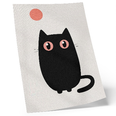Stampa su tela Gatto nero con occhi rosa su sfondo bianco