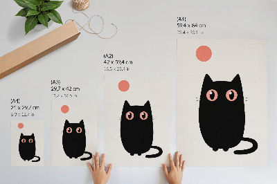 Stampa su tela Gatto nero con occhi rosa su sfondo bianco