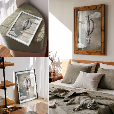 Poster Palloncino con nuvole dalle delicate sfumature di grigio