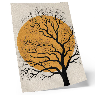 Poster Un albero minimalista su sfondo arancione.