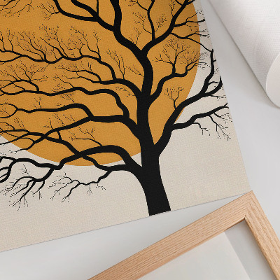 Poster Un albero minimalista su sfondo arancione.