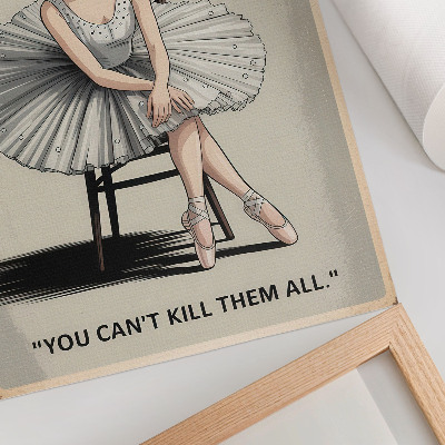 Stampa su tela Ballerina in abito di tulle con scritta nera nostalgia