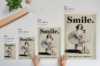 Stampa su tela Ballerina in abito di tulle con scritta nera nostalgia