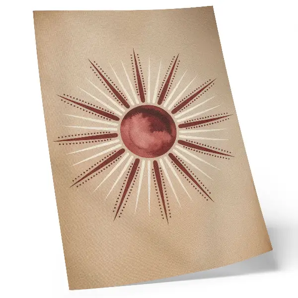 Poster stile bohémien con sole splendente e tonalità calde