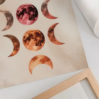 Stampa su tela simmetria delle lune con colori caldi e atmosfera cosmica
