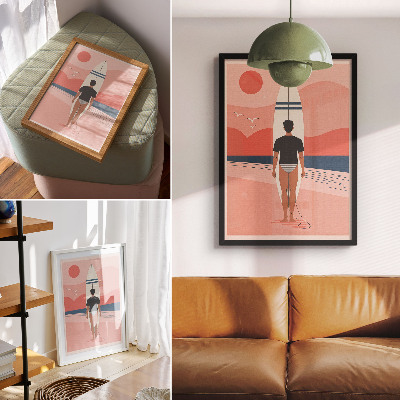 Poster tavola da surf spiaggia mare pace relax