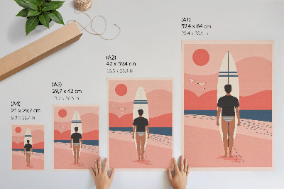Poster tavola da surf spiaggia mare pace relax