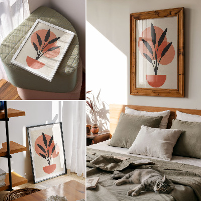 Foto su tela Foglie geometriche astratte su sfondo beige