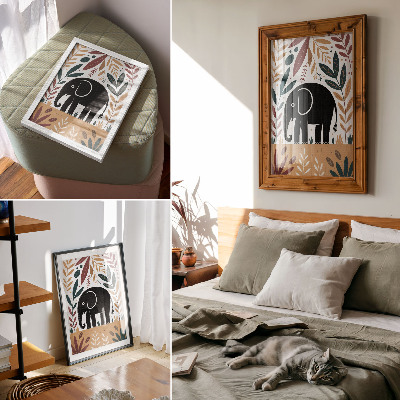 Stampa su tela Elefante tra le foglie eleganza della natura semplicità