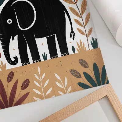 Stampa su tela elefante tra le foglie con eleganza naturale