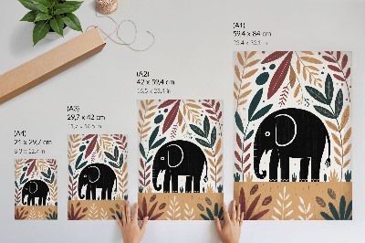 Stampa su tela Elefante tra le foglie eleganza della natura semplicità