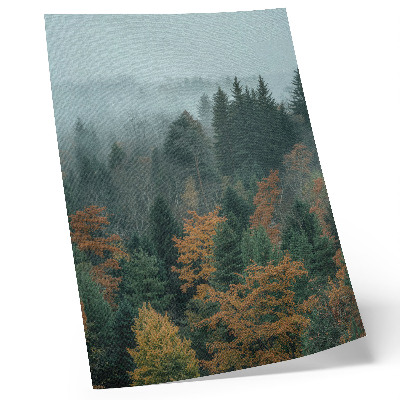 Foto su tela Alberi verdi nebbia foglie arancioni pace