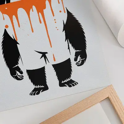 Stampa su tela un gorilla in tuta da lavoro su sfondo arancione