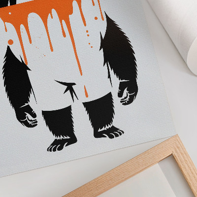Stampa su tela Un gorilla in tuta da lavoro su uno sfondo arancione acceso.