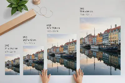 Stampa su tela edifici colorati che si riflettono nell'acqua