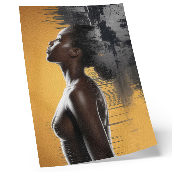 Stampa su tela Elegante figura femminile in contrasto giallo e nero