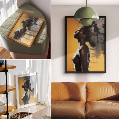 Stampa su tela Elegante figura femminile in contrasto giallo e nero