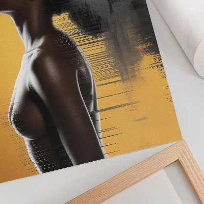 Stampa su tela Elegante figura femminile in contrasto giallo e nero