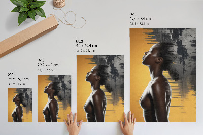 Stampa su tela Elegante figura femminile in contrasto giallo e nero