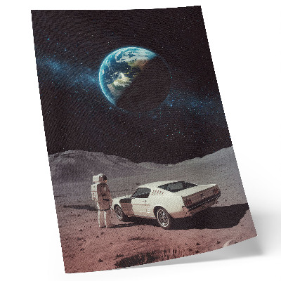 Foto su tela Astronauta sulla luna, auto, Terra, stelle