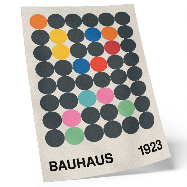 Foto su tela Cerchi neri geometrici dai colori vivaci, ispirazioni Bauhaus