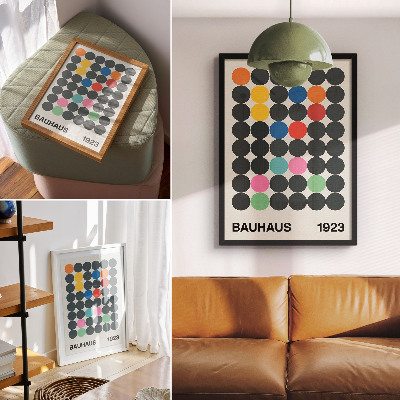 Foto su tela Cerchi neri geometrici dai colori vivaci, ispirazioni Bauhaus