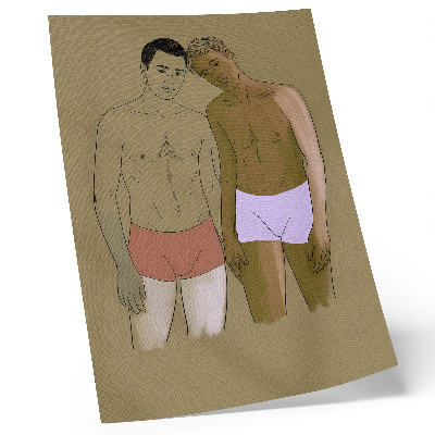 Poster Illustrazione di uomini in intimo dai colori caldi
