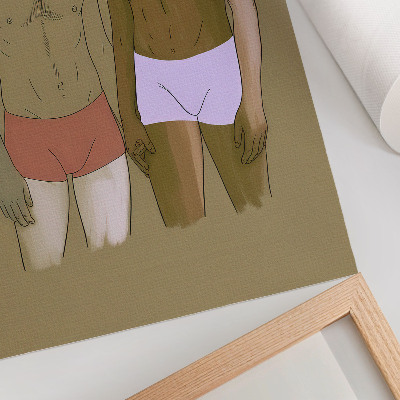 Poster Illustrazione di uomini in intimo dai colori caldi