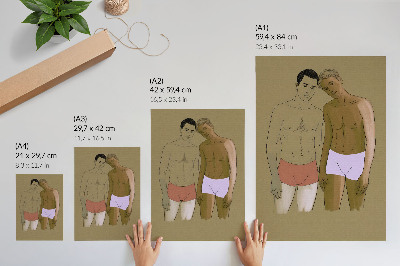 Poster Illustrazione di uomini in intimo dai colori caldi