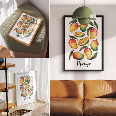 Foto su tela Illustrazione in stile esotico di foglie verdi di mango