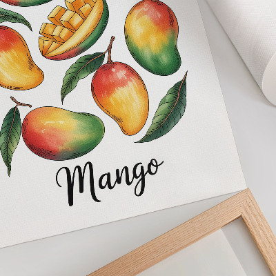Foto su tela Illustrazione in stile esotico di foglie verdi di mango