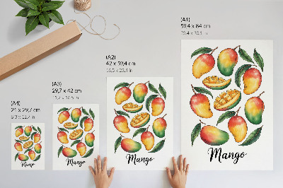 Foto su tela Illustrazione in stile esotico di foglie verdi di mango