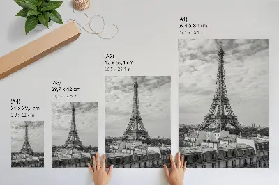 Foto su tela elegante Torre Eiffel grigia con prospettiva moderna