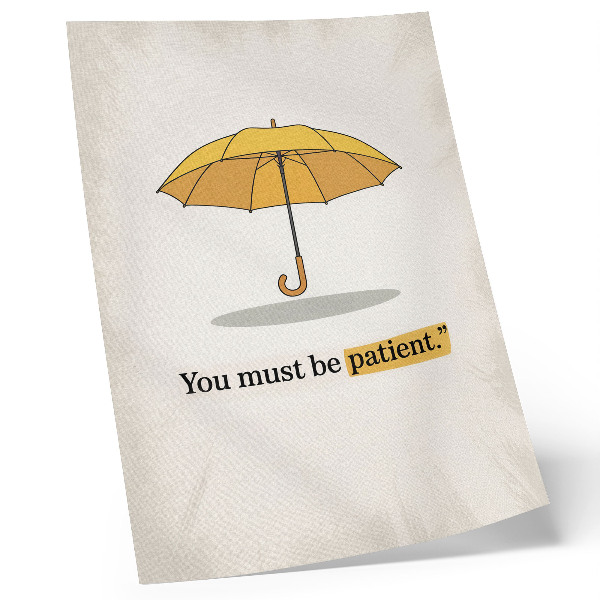 Poster Ombrello giallo su sfondo crema, minimalismo