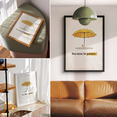 Poster Ombrello giallo su sfondo crema, minimalismo