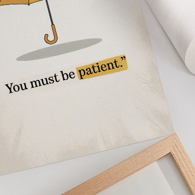 Poster Ombrello giallo su sfondo crema, minimalismo